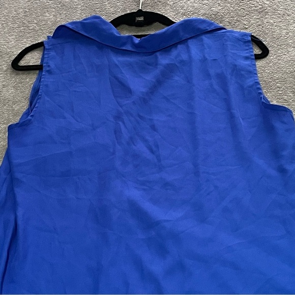 Skye semi sheer high low sleeveless shirt dress size large blue - Picture 7 of 8